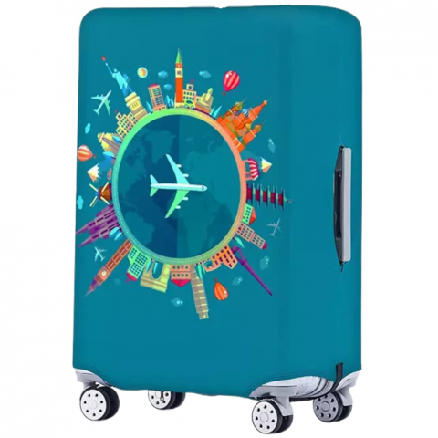 Accesorii articole de voiaj - Husa Troler HASEPE Model Avion, Husa Elastica Protectie Valiza, Inchidere Velcro, Marimea M, Multicolor