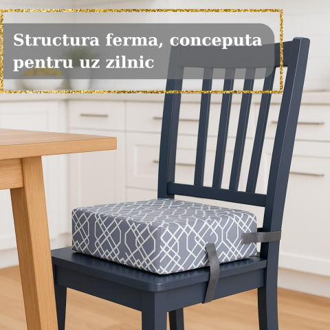 Inaltator pentru scaun copii HASEPE, perna confortabila, Inaltator pentru masa, curele reglabile, husa detasabila, 32x32x8 cm, Gri/alb [6]