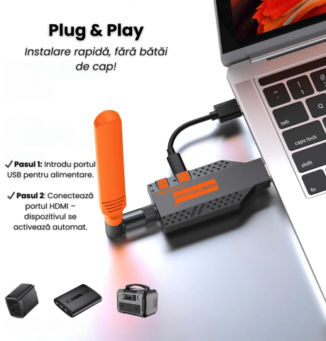 Kit Extensie HDMI Wireless 150m HASEPE, Transmițător și Receptor Full HD 1080p, Plug & Play, Dual Band 2.4G/5G, Alimentare USB 5V, Compatibil Laptop, TV, Monitor, Proiector [5]