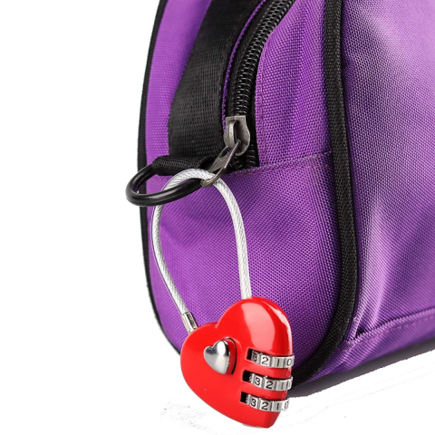 Lacat cu cifru HASEPE, 3 cifre cu combinatie de cod pentru troler, genti, valiza, rucsac, cutii de biijuterii, metalic, rosu [4]