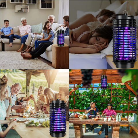 Lampa UV anti insecte HASEPE, aparat anti tantari, muste, musculite, silentioasa, impotriva insectelor, cu radiatie 360° pentru interior sau exterior, consum redus, negru, 9x21cm [2]