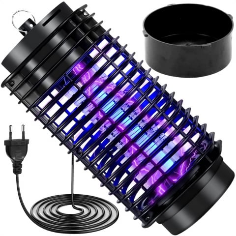 Lampa UV anti insecte HASEPE, aparat anti tantari, muste, musculite, silentioasa, impotriva insectelor, cu radiatie 360° pentru interior sau exterior, consum redus, negru, 9x21cm [0]