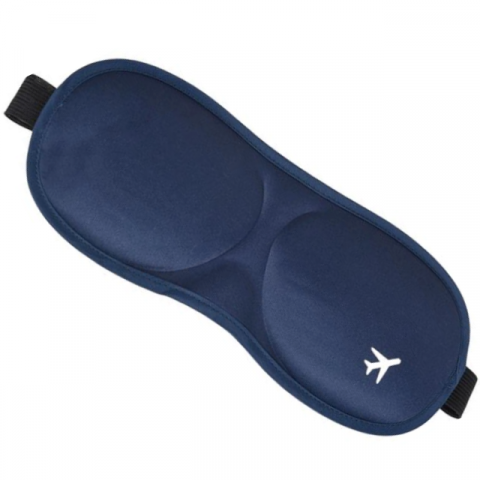 Masca pentru somn HASEPE, model cu avion 3D, 22 cm, albastru [0]