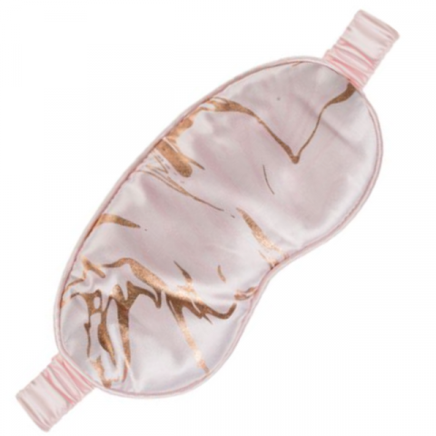 Masca pentru somn HASEPE, satinata, cu folie marble, 18 cm, roz [0]