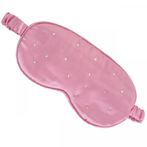 Masca pentru somn HASEPE, satinata, cu strass, 18cm, roz [0]