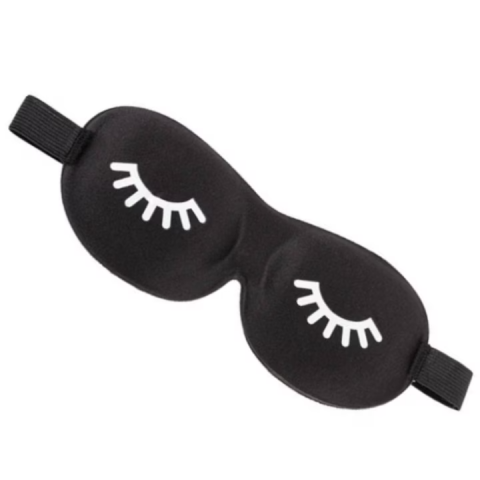 Accesorii articole de voiaj - Masca pentru somn HASEPE satinata, gene 3D, interioara catifelata, antialergica, banda elastica reglabila, blocare totala lumina, pentru relaxare, calatorii si somn odihnitor, 21 cm, negru