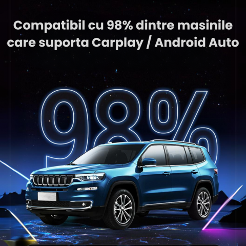 Modulator CarPlay Wireless si Android Auto Wireless HASEPE, Adaptor Auto 2 in 1, USB-C si USB normal, Plug & Play, Reconectare Automata, Compatibil iPhone si Android, Consum Redus, Gri [4]