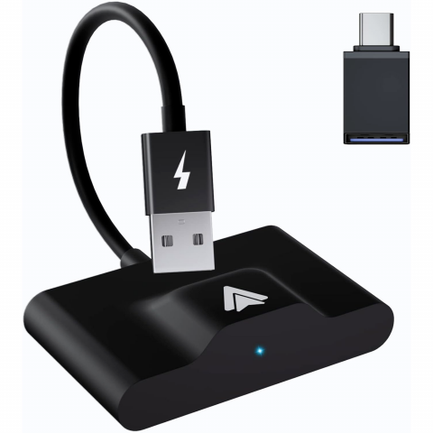 Auto, Moto & RCA - Modulator Android Auto Wireless HASEPE, USB si Type C, Plug & Play, Conectare Automata, Compatibil Android 11+, WiFi 5Ghz, Control Vocal, Compact Negru