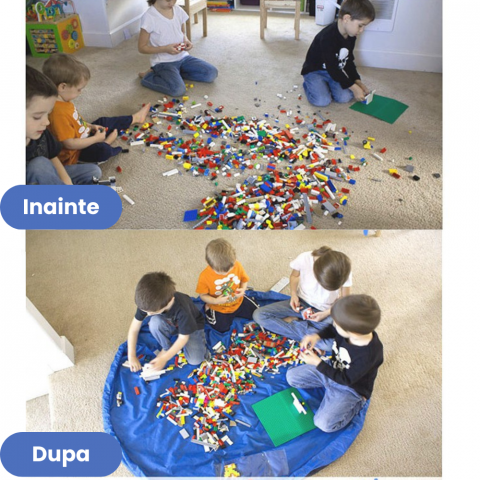 Organizator jucarii HASEPE, snur retractabil pentru inchidere, diametru 150 cm, albastru [4]