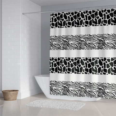 Perdea de dus animal print HASEPE, 12 inele pentru prindere, 180x180 cm [0]
