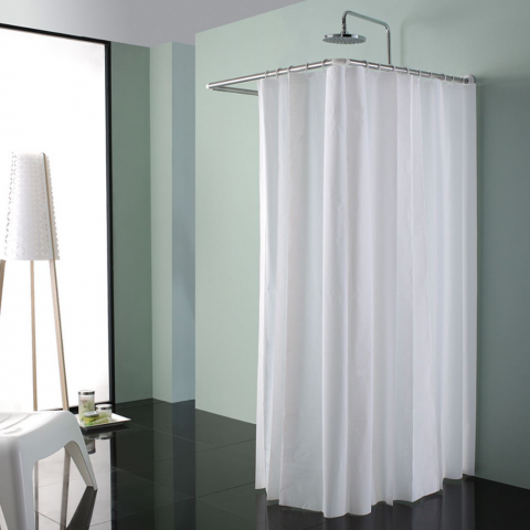 Suporturi si accesorii de baie - Perdea de dus HASEPE, Impermeabila si Rezistenta la Apa, Usor de Curatat, Design Simplu si Elegant, Protectie Stropi, 12 Inele pentru Montaj Rapid, Dimensiune 180x180 cm, Alb Clasic