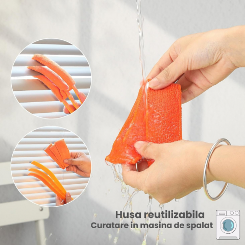 Perie de Curatare 2 in 1 HASEPE, Husa Detasabila, pentru Spatii Inguste, Aer Conditionat , Grile de Ventilatie Masina,  Jaluzele [2]