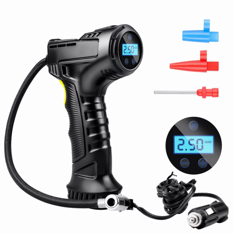 Pompe de umflat - Pompa Aer Auto Electrica Home Sweet Paradise®, Compresor 150 PSI, Afisaj Digital LCD, Oprire Automata, Lanterna LED, Alimentare la Bricheta Masinii 12V, 120W, 25L/min, Negru