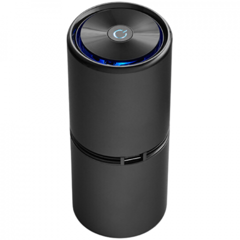 Purificatoare - Purificator Aer Auto Portabil HASEPE, Ionizare Negativa, Fara Filtre, Eliminare Mirosuri, Fum si Polen, Compact si Silentios, Acoperire 10m³, USB-C, Negru