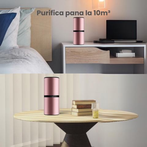 Purificator aer auto portabil HASEPE, Ionizare negativa, fara consumabile, elimina mirosurile, polenul, fumul, praful, acoperire 10m3, USB C, Negru [1]