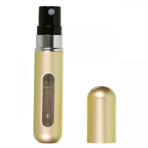 Accesorii articole de voiaj - Recipient Reincarcabil Parfum Home Sweet Paradise®, 5 ml, Sticluta Portabila, Aluminiu Rezistent, Usor de Umplut, Ideal pentru Calatorii, Auriu Elegant