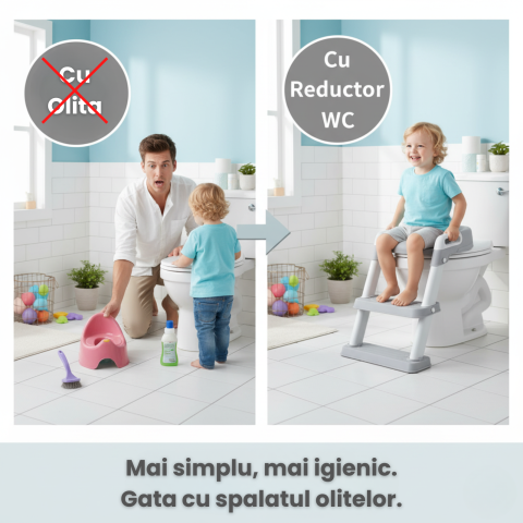 Reductor WC copii cu scarita HASEPE, pliabil, cu trepte si manere antiderapante, sezut moale PU pentru confort sporit, sigur si usor de depozitat [6]