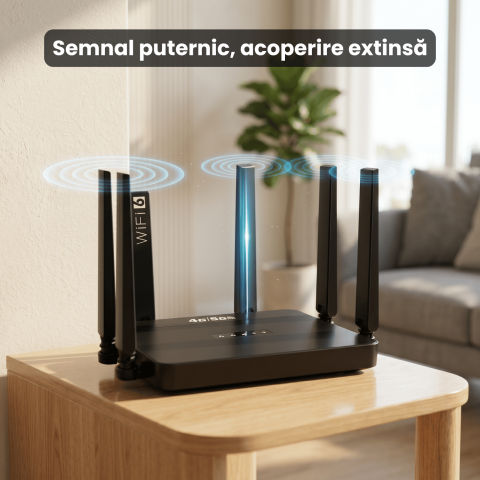 Router Wireless HASEPE® 5G 4G LTE WiFi 6 Cu Slot SIM, Router Wireless Dual Band AX, Router Wireless Portabil Cu Baterie Integrata, 1WAN 3LAN, 32 Dispozitive Conectate, Antene High Gain Detasabile, Vit [4]