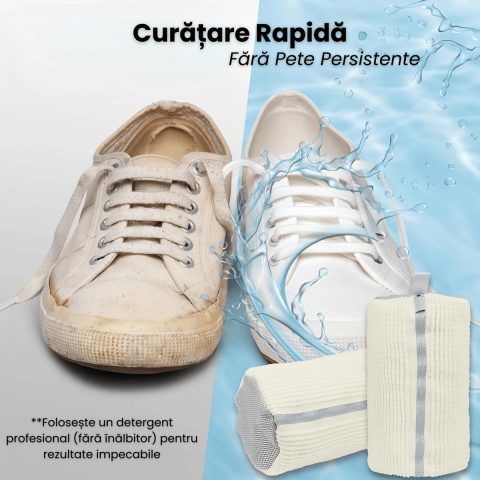Sac Spalat Incaltaminte HASEPE, Protectie Pantofi in Masina de Spalat, Fibra Moale, Material Rezistent, Fermoar Premium, 39x19 cm, Alb [1]
