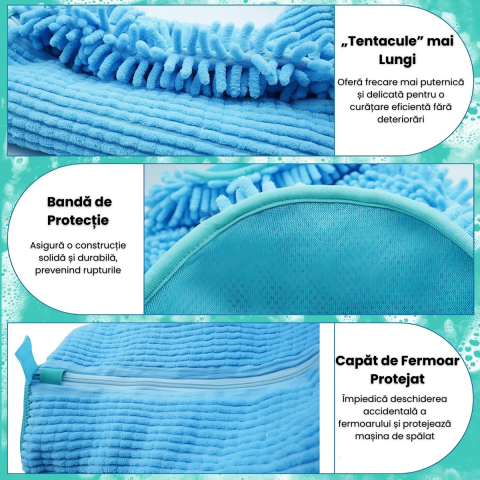 Sac Spalat Incaltaminte HASEPE pentru Masina de Spalat, Protectie Pantofi, Fibra Moale, Material Rezistent, Fermoar Premium, 39x19 cm, Albastru [1]