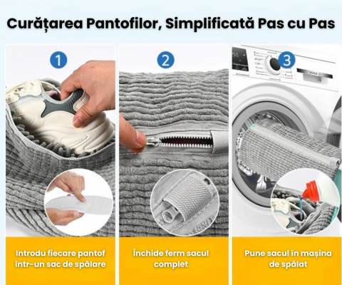 Sac Spalat Incaltaminte HASEPE, Protectie Pantofi in Masina de Spalat, Fibra Moale, Material Rezistent, Fermoar Premium, 39x19 cm, Gri [4]