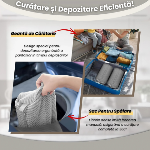 Sac Spalat Incaltaminte HASEPE, Protectie Pantofi in Masina de Spalat, Fibra Moale, Material Rezistent, Fermoar Premium, 39x19 cm, Gri [3]