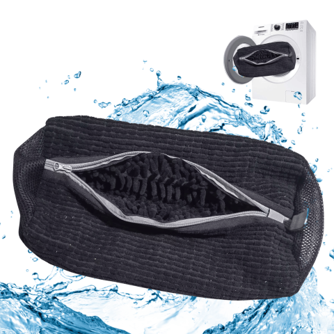 Accesorii uscatoare rufe - Sac Spalat Incaltaminte HASEPE pentru Masina de Spalat, Protectie Pantofi, Fibra Moale, Material Rezistent, Fermoar Premium, 39x19 cm, Gri