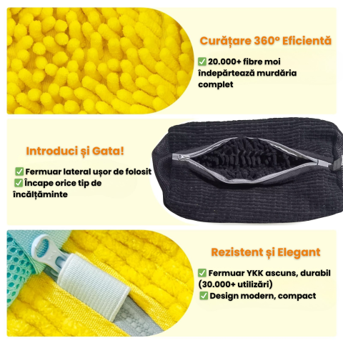 Sac Spalat Incaltaminte HASEPE pentru Masina de Spalat, Protectie Pantofi, Fibra Moale, Material Rezistent, Fermoar Premium, 39x19 cm, Gri [1]