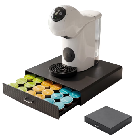 Sertar organizator capsule cafea HASEPE, compatibil capsule DOLCE GUSTOi capsule universale, Multifunctional pentu zahar si accesorii, Suport aparat cafea, Capacitate mare 30 capsule, 40x24x6 cm, Negr [13]