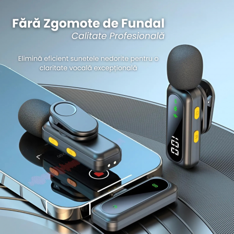 Set 2 Microfoane Lavaliera Wireless HASEPE cu Afisaj Digital, Anulare Zgomot 360, Raza 30m, 4 Moduri Sunet, Compatibile iPhone, Android, PC, iPad, Tableta, Autonomie 14h [3]