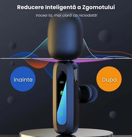 Set 2 Microfoane Lavaliera Wireless USB-C HASEPE, Anulare Zgomot, Compatibile Android, iPhone, Tableta, PC, Plug & Play, Autonomie 12H, Ideale pentru Vlog, TikTok, YouTube, Podcast [6]