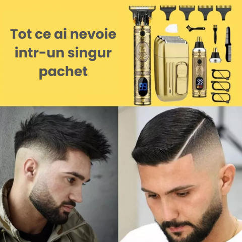 Masina de Tuns si Aparat de Ras HASEPE Profesional 3 in 1, Trimmer Nas, Rezistenta la Apa, Lame Auto-Ascutite, Afisaj LCD, Incarcare USB, Accesorii Incluse, Baterie 1500 mAh, Design Ergonomic [6]