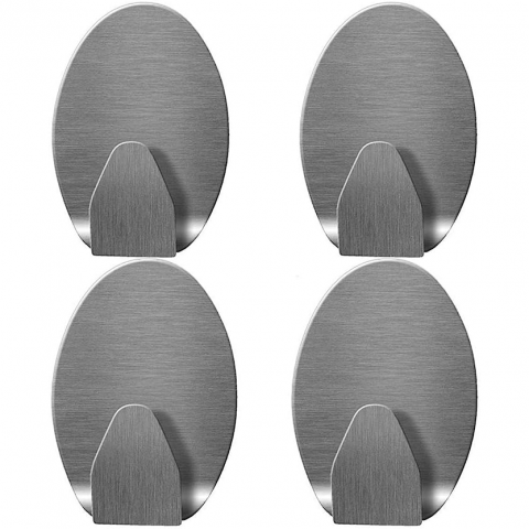 Suporturi si accesorii de baie - Set 4 Cuiere Autoadezive Baie din Inox, Fixare Fara Gauri, Rezistente la Umiditate, Organizare Prosoape si Accesorii, Design Modern