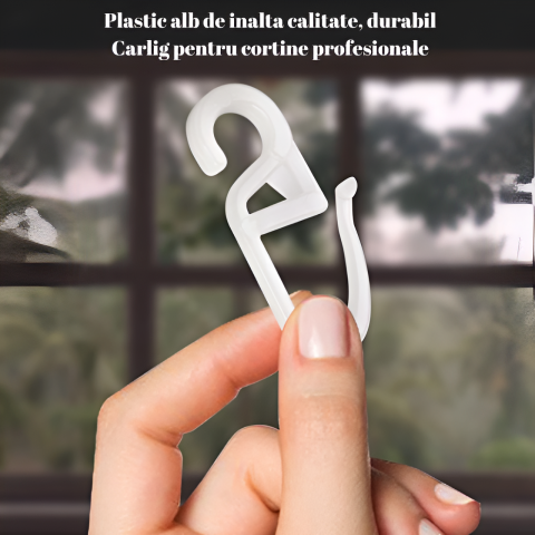 Set 50 Carlige Perdea Home Sweet Paradise, Plastic Rezistent, Culoare Alb, Accesorii pentru Sine si Draperii [4]
