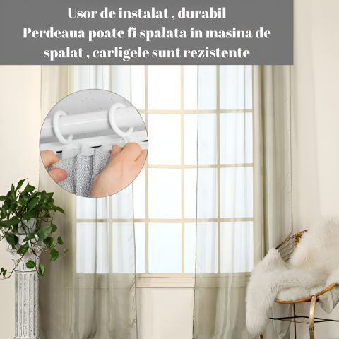 Set 50 Carlige Perdea Home Sweet Paradise, Plastic Transparent Rezistent, Accesorii pentru Sine si Draperii [4]