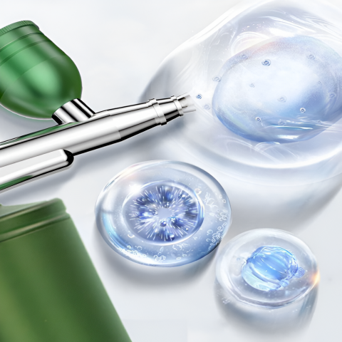 Set aerograf portabil cu compresor HASEPE, pulverizator de mana, Duza 0,3mm, fara fir, pentru manichiura, pictura corp, tatuaj semipermanent, ornare torturi, Verde [9]