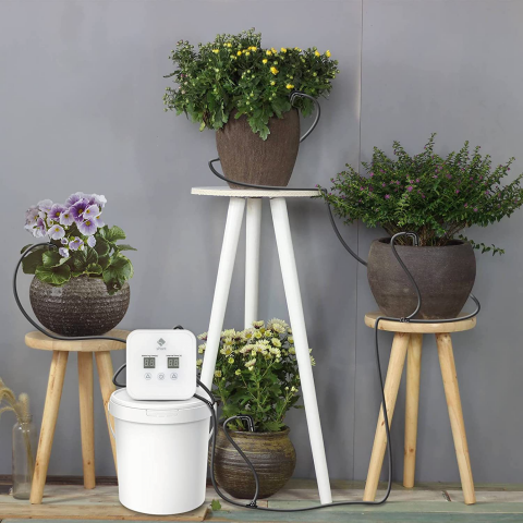 Sistem de irigare automat pentru plante, HASEPE, pentru 10 ghivece, udare prin picurare, temporizator pentru apa, programabil, conectare usb sau cu baterii [5]