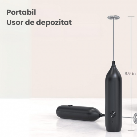 Mixer Spuma Lapte Electric HASEPE, Reincarcabil USB C, Otel Inoxidabil, Motor 15000 RPM, Suport Depozitare, Ideal pentru Cafea, Latte, Cappuccino, Frappe, Matcha, Ciocolata Calda, Compact si Portabil [4]