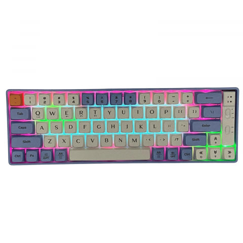 Tastatura Mecanica pentru Gaming, Langtu GK65 Blue Edition, Iluminare RGB, Baterie incorporata , Autonomie pana la 10 ore, 3 moduri de conectare Wireless 2,4g, Bluetooth 5,1 si USB [0]
