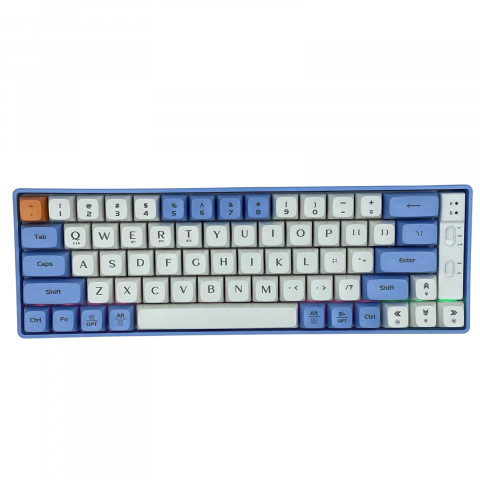 Tastatura Mecanica pentru Gaming, Langtu GK65 Blue Edition, Iluminare RGB, Baterie incorporata , Autonomie pana la 10 ore, 3 moduri de conectare Wireless 2,4g, Bluetooth 5,1 si USB [1]