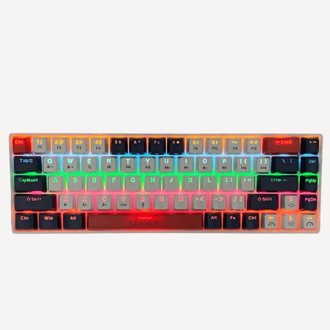 Tastatura Mecanica pentru Gaming, Leaven H68, Iluminare Rainbow LED, Compatibila Windows, Android si iOS, 3 moduri de conectare Wireless 2,4g, Bluetooth 5,1 si USB [0]