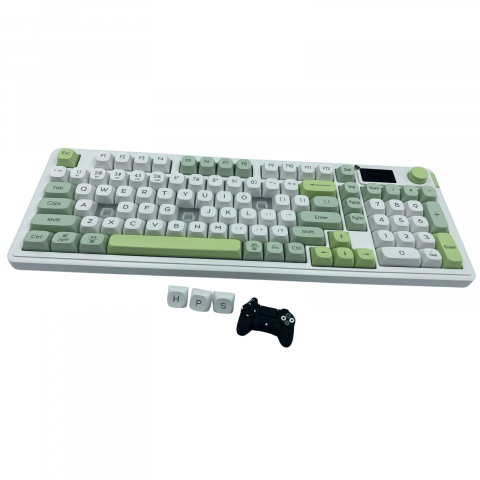 Tastatura pentru Gaming, Langtu L98 Green Edition, Iluminare RGB, Baterie incorporata, Compatibila Windows, Android si iOS, 3 moduri de conectare Wireless 2,4g, Bluetooth 5,1 si USB [8]