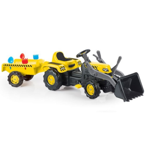 Masinute si vehicule pentru copii - Tractor cu Pedale pentru copii HASEPE, Excavator si Remorca, Accesorii incluse 171 x 45 x 52cm