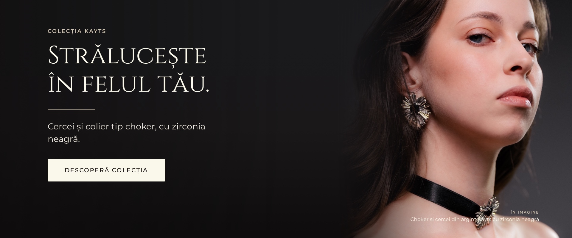 Colecția Kayts – choker și cercei cu zirconia neagră