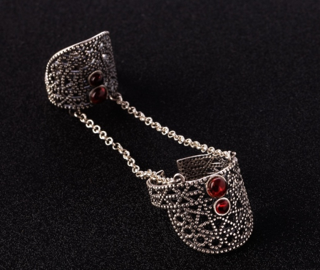 INELE CU LANȚ CU PIETRE - inel cu lant argint 925 Gohar Hayasa