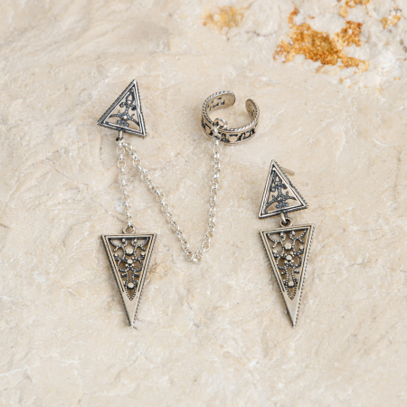 CERCEI CU LANȚ - Cercei din argint Cuff Gayané