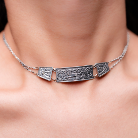 COLIERE - Colier tip choker geometric din argint Maral