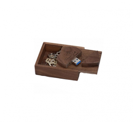 Memorie Usb Lemn - Cutie si Memorie Usb 3.0 Lemn Model Inima