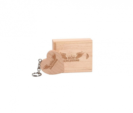 Memorie Usb Lemn - Cutie si Memorie Usb 3.0 Lemn Model Inima