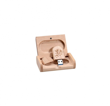 Cutie si Stick Usb 3.0 Lemn Model Oval [3]